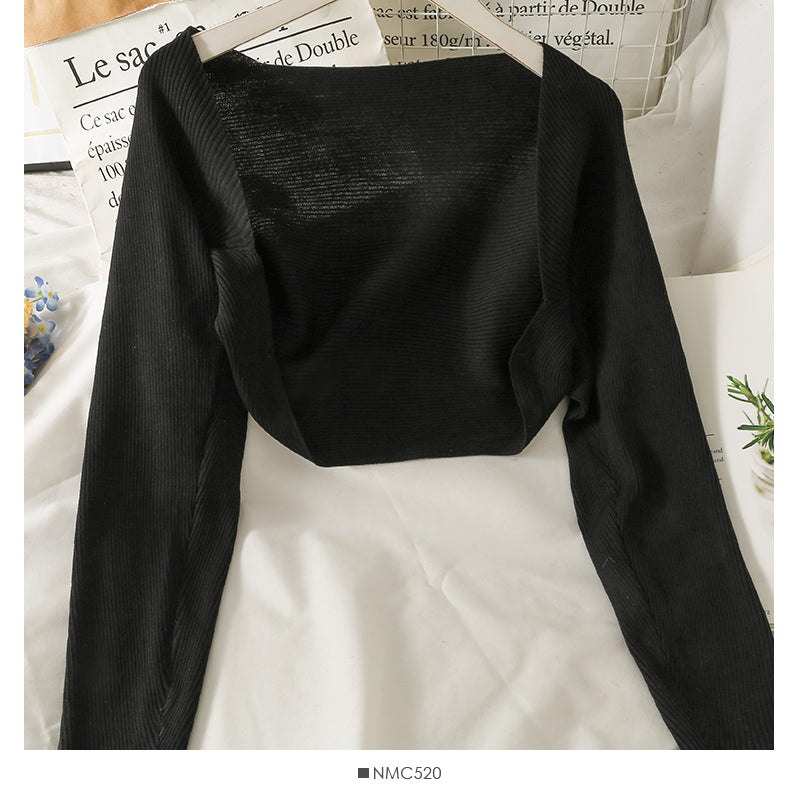 Early autumn Knitted Blouse new French shawl half  1693