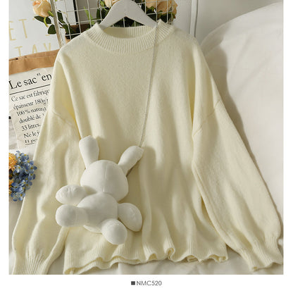 Sweet wind long sleeve loose and thin medium and long sweater  1916