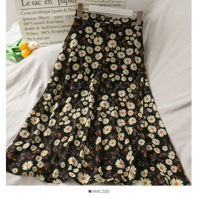 Super fairy floral medium length loose skirt  2569
