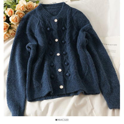 Sweater cardigan top diamond lattice long sleeve sweater fashion  1829
