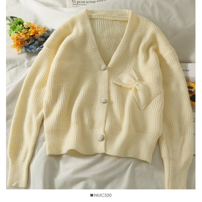 New sweet bow decorative thin sweater  1901