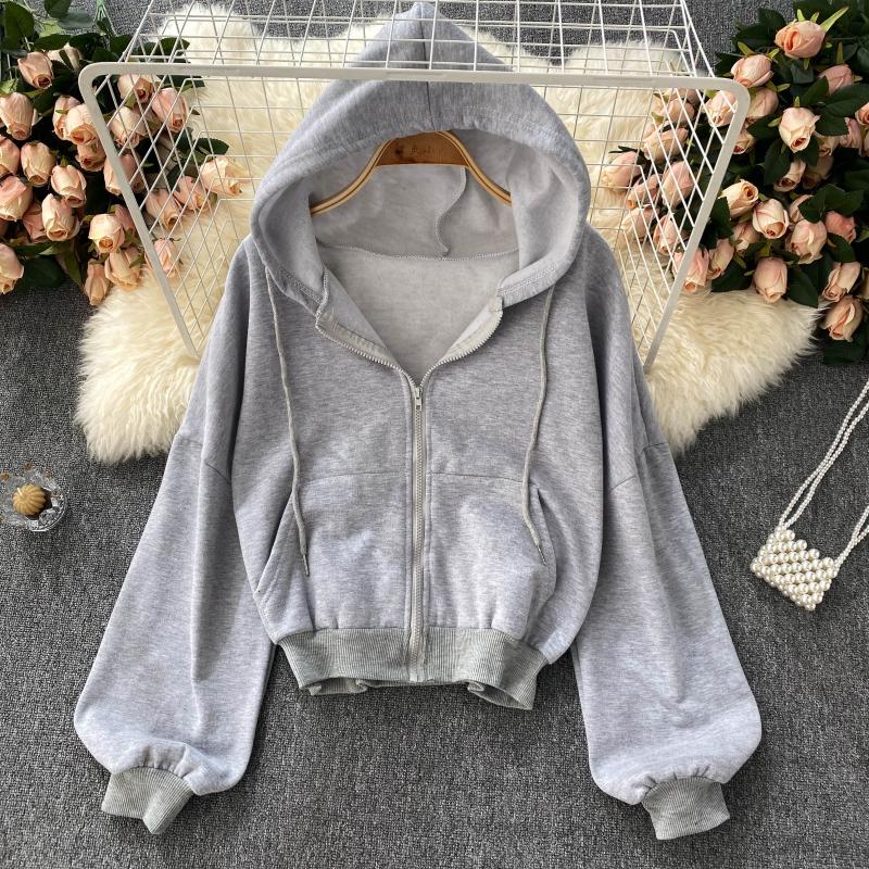 Sweater cardigan coat Long Sleeve hooded blouse female  1529