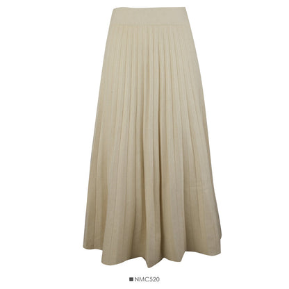 Knitted pleated skirt high waist solid color skirt  2572