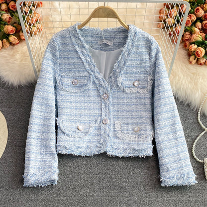 Temperament celebrity small fragrance tweed short coat female  1637