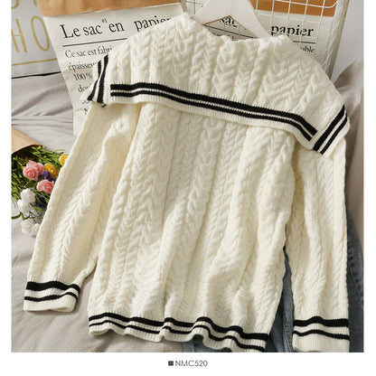 Sweater women's autumn loose and thin linen pattern sweater  1896