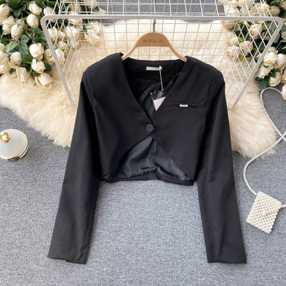 Hong Kong style suit coat women's one button small suit  1542