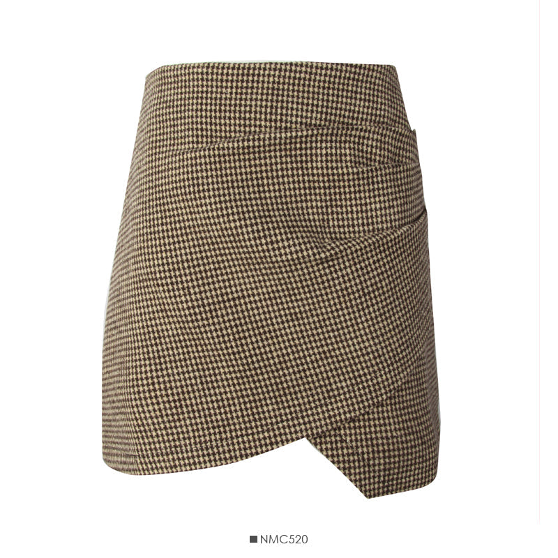 Korean retro pleated slim skirt with high waist and buttocks  2567