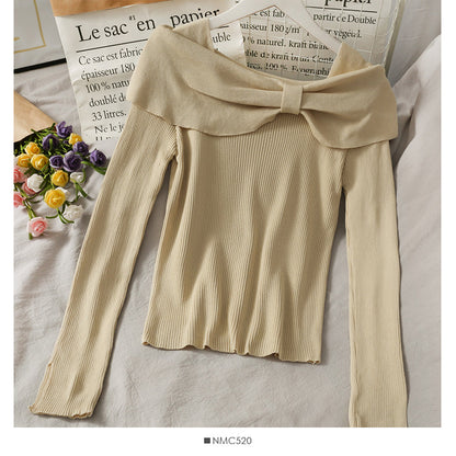 Korean slim butterfly dew clavicle sweater  1828