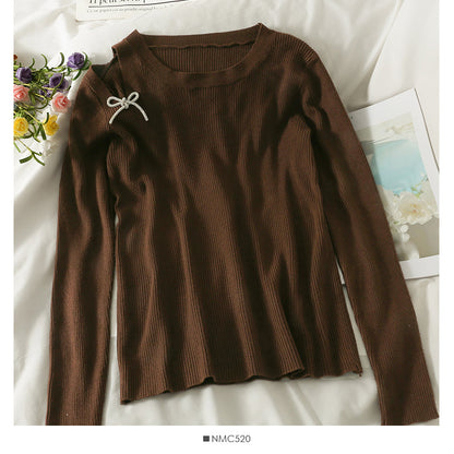 Women's autumn decoration thin round neck sweater  1992
