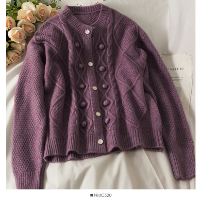 Sweater cardigan top diamond lattice long sleeve sweater fashion  1829