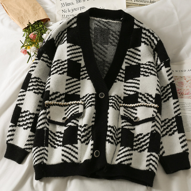 New Plaid loose and thin two button medium and long wool clothes  1831