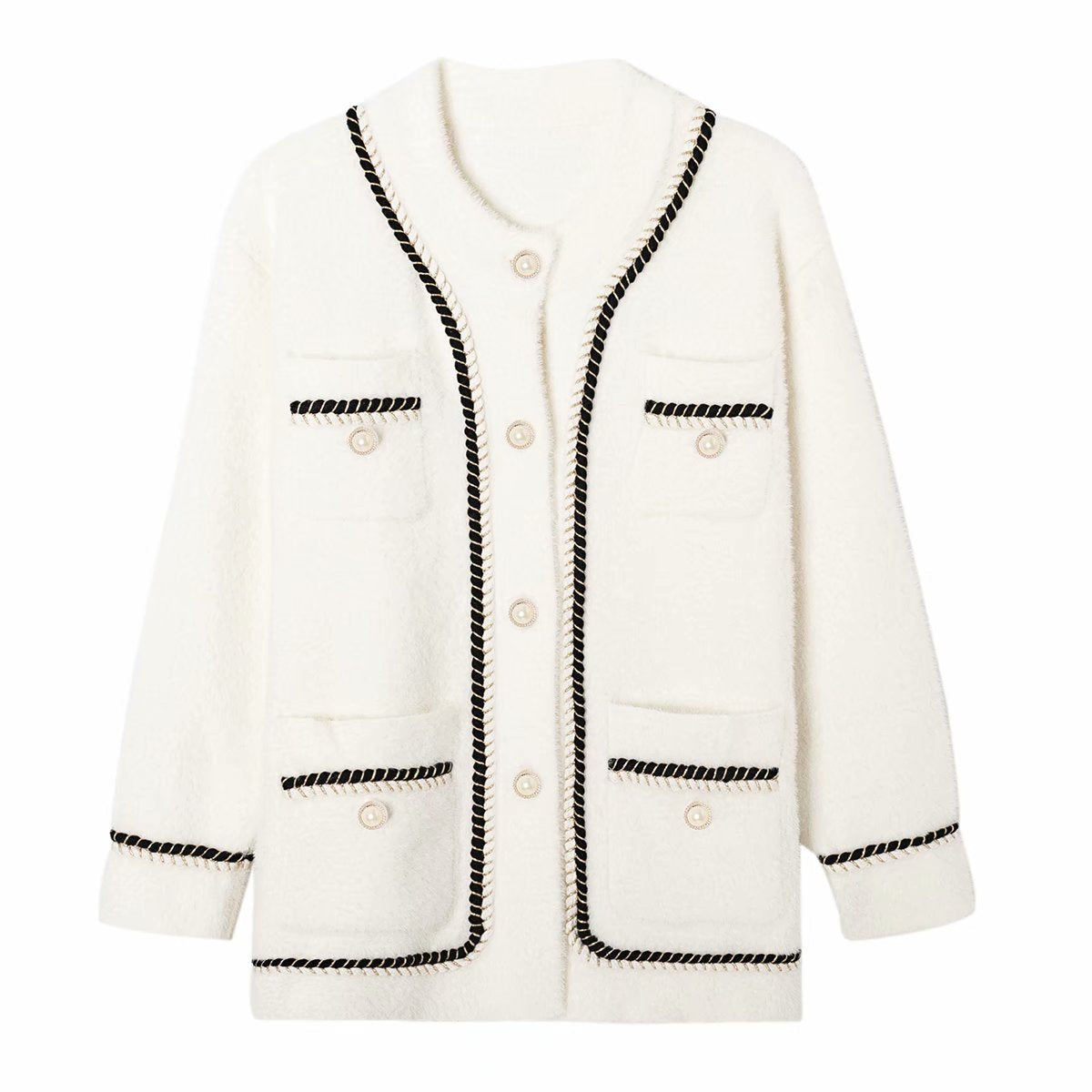 Autumn agaric lace contrast color small fragrance style women's cardigan sweater coat  1371