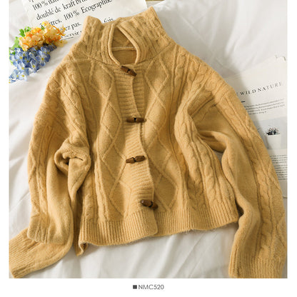 Plaid linen Lapel Long Sleeve Sweater Top  1897