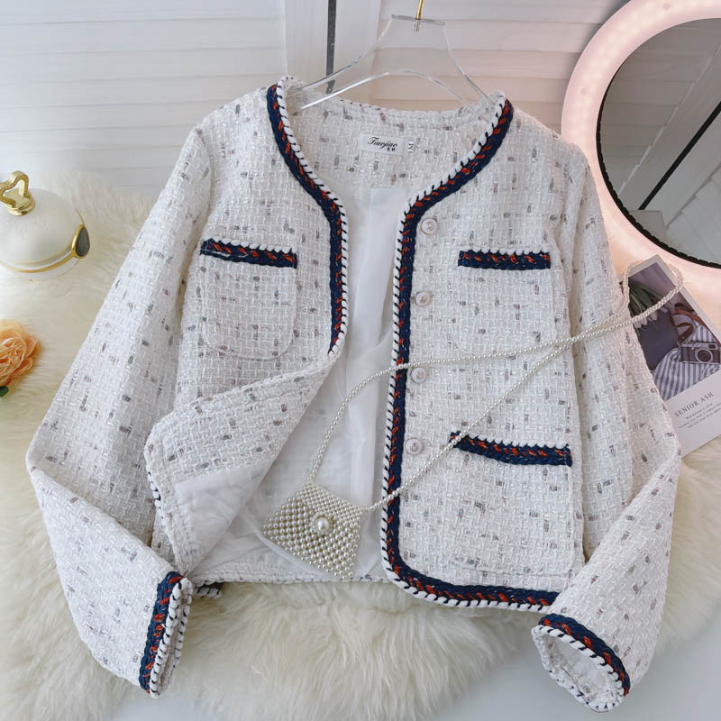 Plaid tweed coat for women in autumn and winter  1549