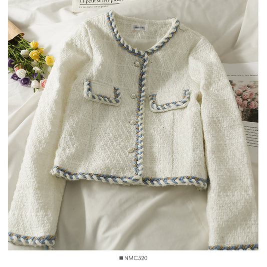 New bright silk bonded single breasted short women's coat  2095