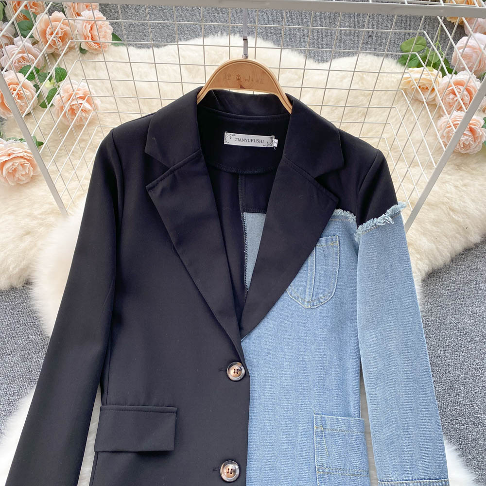 Jacket female cowboy stitching Blazer  1505