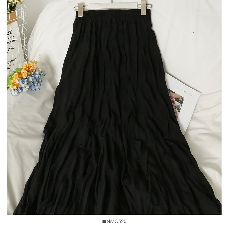 Pleated loose slim high waist pleated skirt  2560