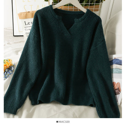 Korean version of thin, medium and long Pullover solid color sweater female  1786