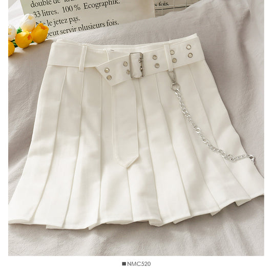 High waist slim chain decoration short skirt women  2491