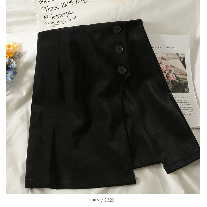 Korean fashion versatile PU leather high waist slim skirt  2581