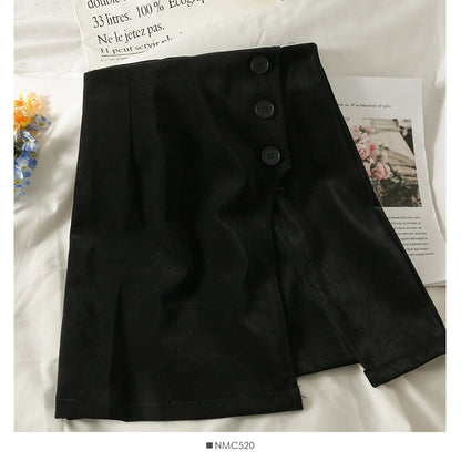 Korean fashion versatile PU leather high waist slim skirt  2581