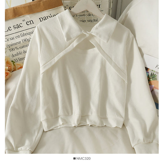 Top women's autumn short versatile long sleeve sweater  1875