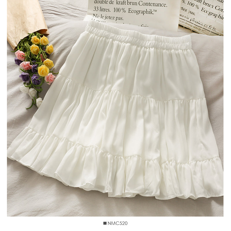 Sweet girl elastic waist slim pleated skirt  2481
