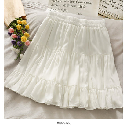 Sweet girl elastic waist slim pleated skirt  2481