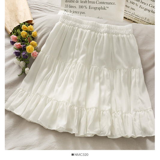 Sweet girl elastic waist slim pleated skirt  2481
