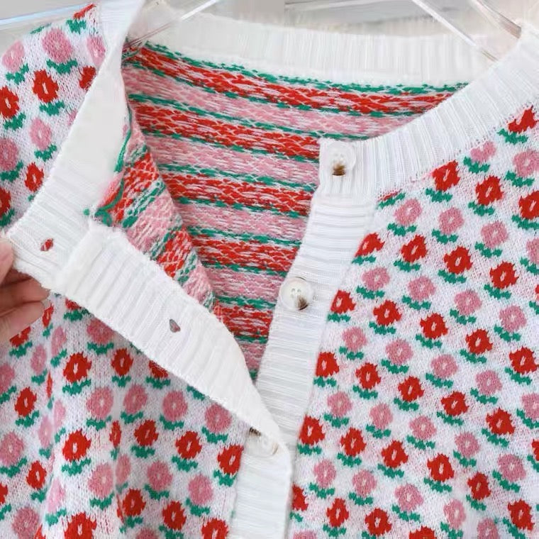 Preppy style, versatile short sweater jacket, cardigan knit top  1452