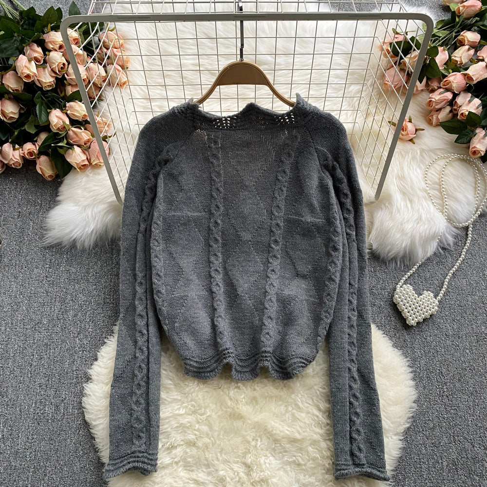 Foreign style V-neck thin sweater cardigan coat female  1614