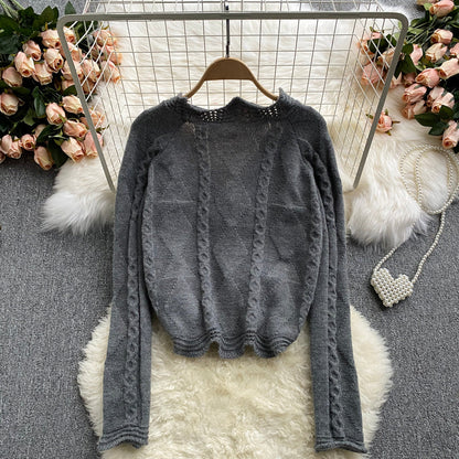 Foreign style V-neck thin sweater cardigan coat female  1614