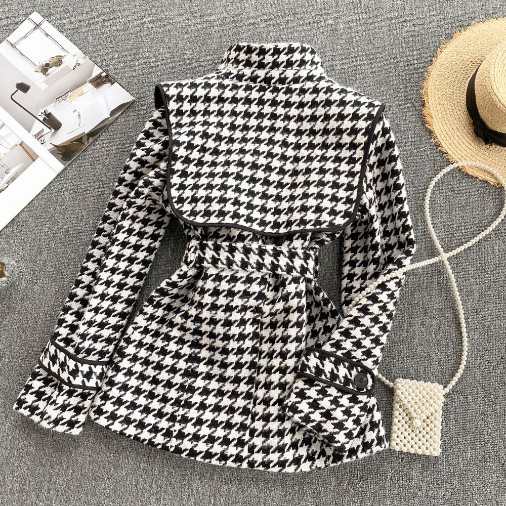 Thousand bird lattice small fragrant wind tweed coat  1497