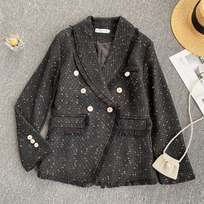 Early autumn retro small fragrant wind tweed coat  1554