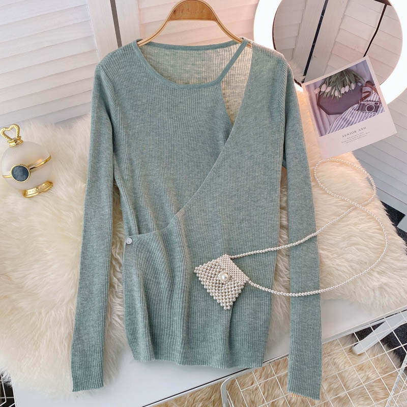 Autumn design sense small crowd mind hollowed out sweater women  1587