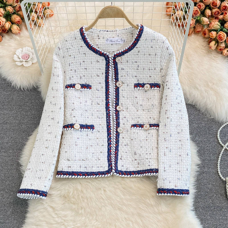 Retro small fragrant tweed coat female  1667