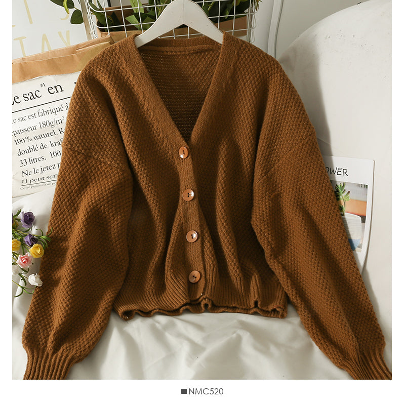Knitwear solid color versatile outside cardigan sweater coat  1835