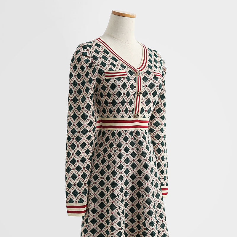 New French fashion aging foreign style small fragrance long sleeve skirt  2422