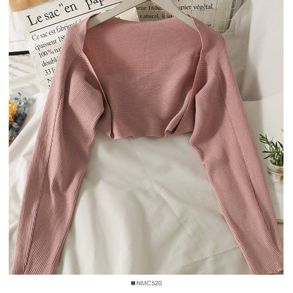 Early autumn Knitted Blouse new French shawl half  1693