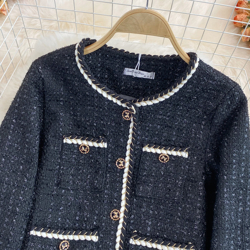 Lady xiaoxiangfeng tweed knitted coat  1668