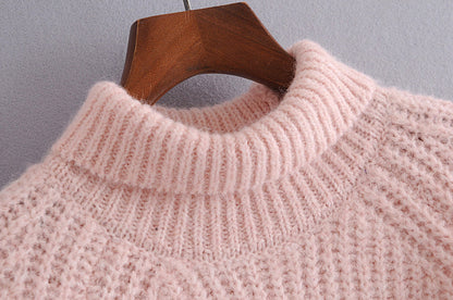 Loose knit turtleneck sweater for women  1353