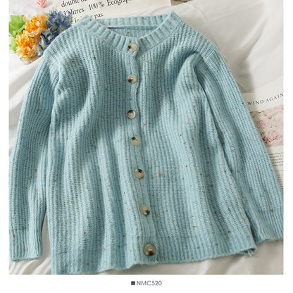 Korean retro medium length single breasted long sleeved sweater  1867