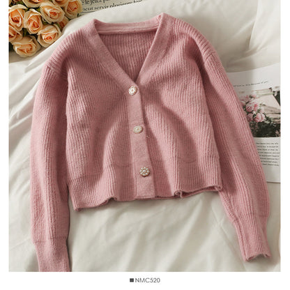 Sweater women's short Versatile Single breasted cardigan  1823