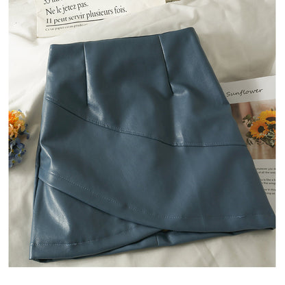 Hong Kong style retro high waist with thin luster A-shaped wrap hip skirt  2582