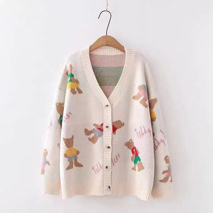 Vintage, loose, preppy sweaters, printed cardigans  1410