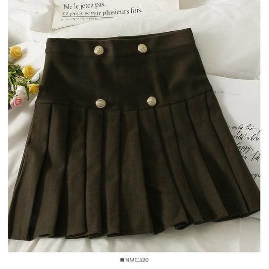 Versatile high waist slim tweed A-line skirt  2492