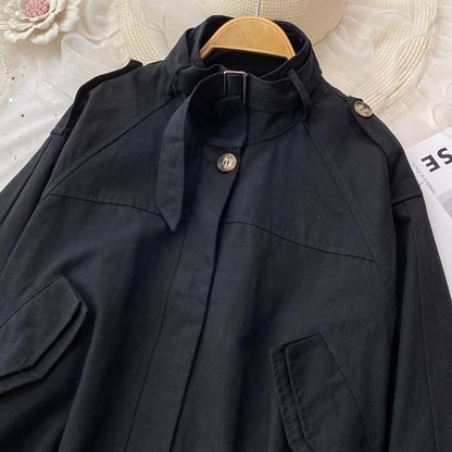 Drawstring long sleeve short coat women's Casual Jacket Top  1688