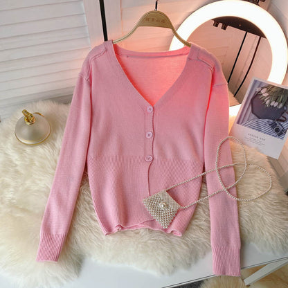 Knitted women's autumn new lazy thin sweater  1593