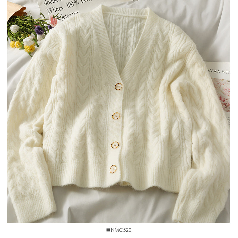 Sweater women's Linen single breasted V-neck  1858