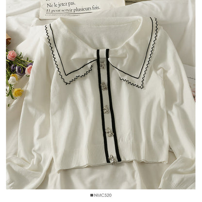 Striped single breasted short slim knit  1921